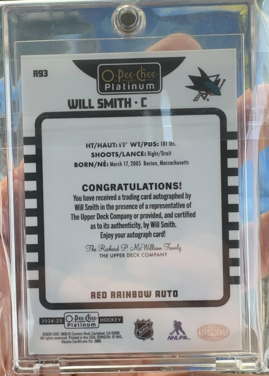 2024-25 O-Pee-Chee platinum Will Smith Retro red rainbow auto