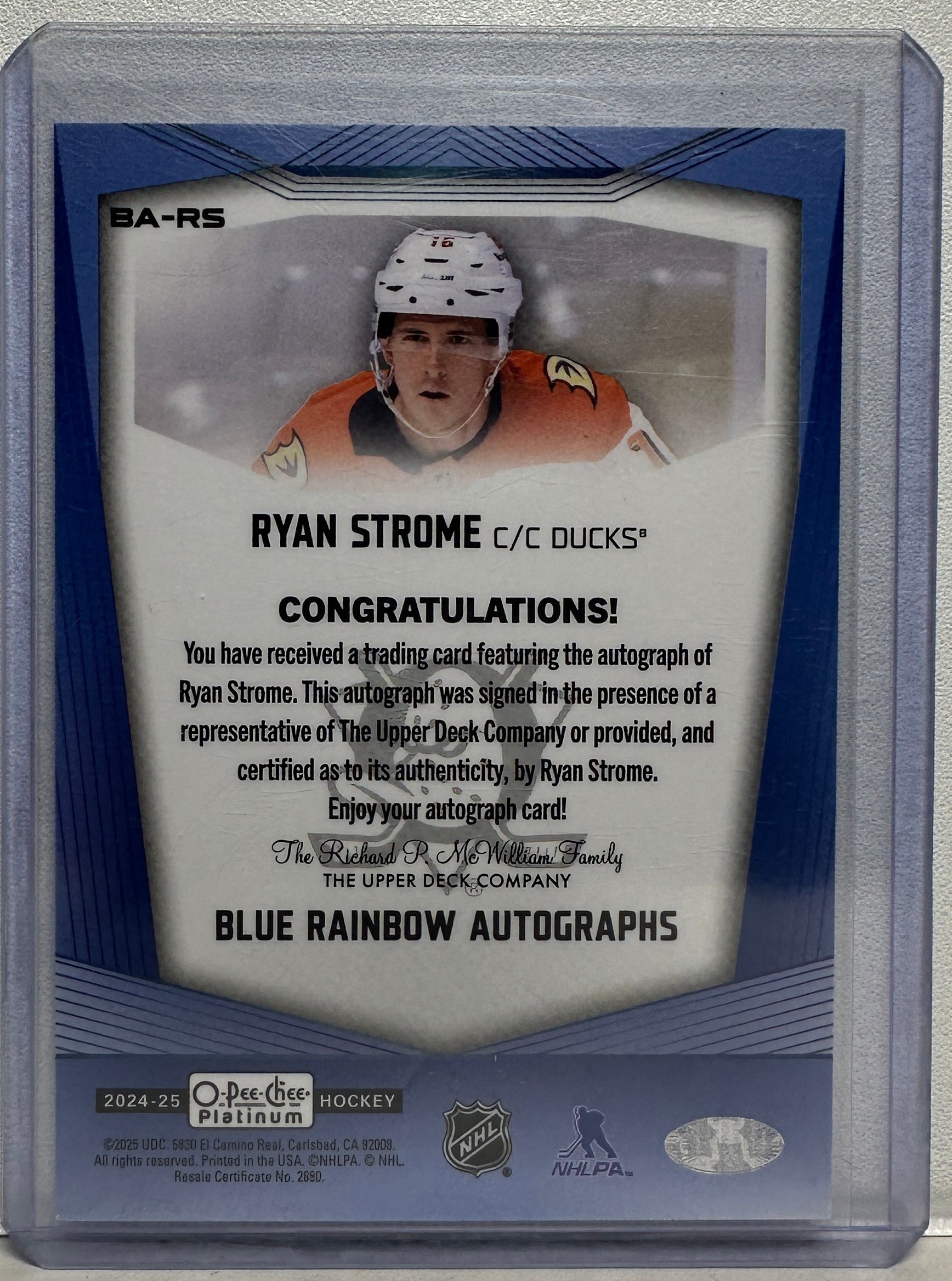 2024-25 O-Pee-Chee Platinum Ryan Strome Blue Rainbow Auto