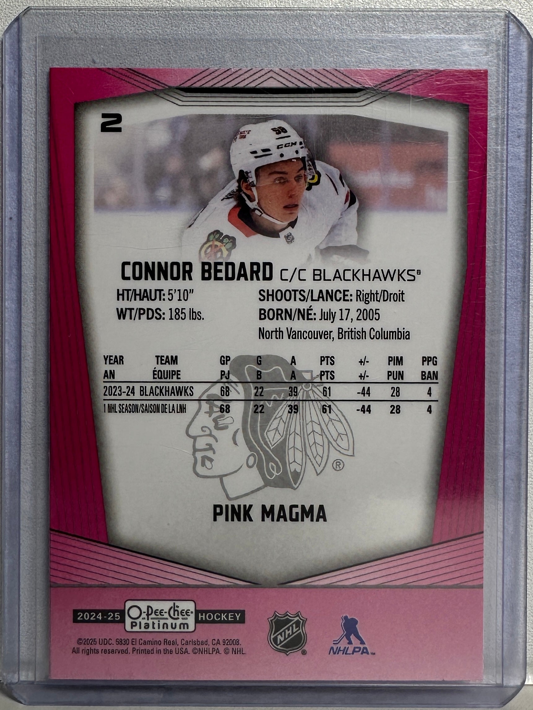 2024-25 O-Pee-Chee Connor Bedard Pink Magma